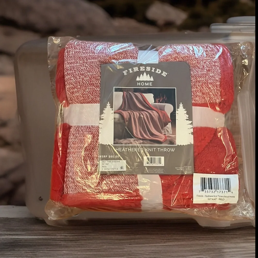 Fleece Heathered Knit Throw Sherpa Reverse Red Perfect 4 Anytime Of The Year